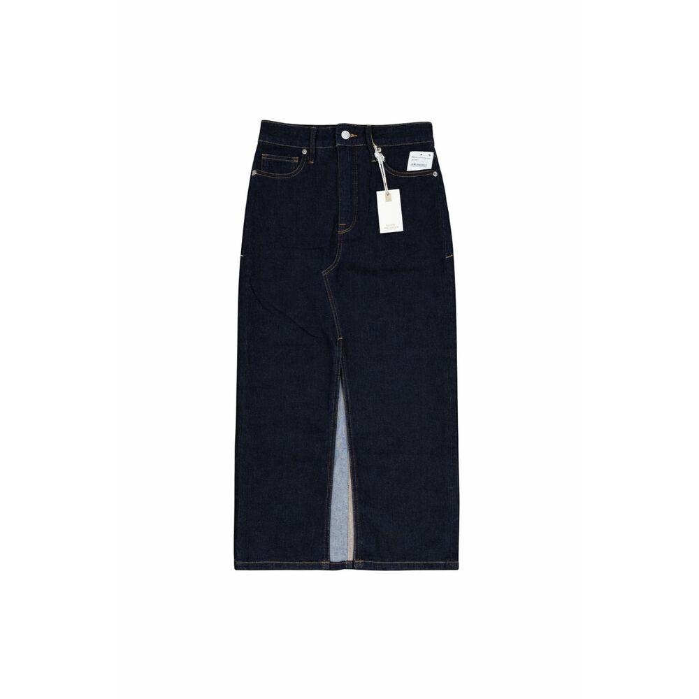 Good American NWT Dark Wash Denim Midi Skirt Front Slit Size 28